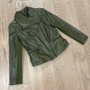 Bernardo Dark Green Leather Jacket